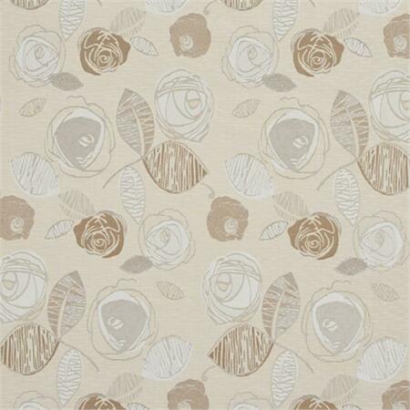 DESIGNER FABRICS 54 in. Wide Beige Leaves And Roses Tweed Textured Metallic Upholstery Fabric A377